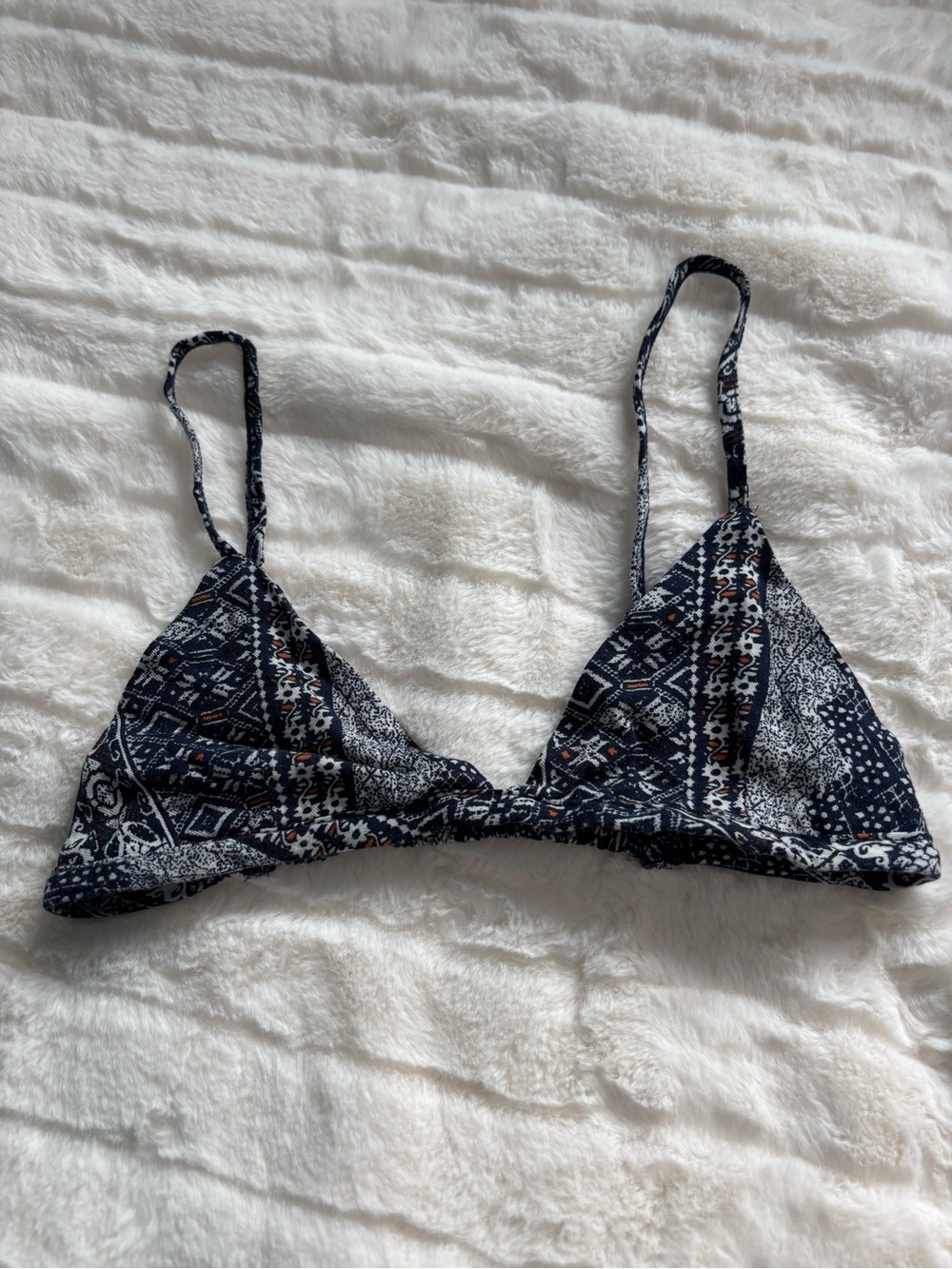 Signature8 Navy and White Patterned Triangle Swim Top